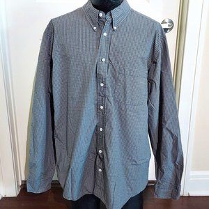 Eddie Bauer Green & Navy Plaid Long Sleeve Button Down Shirt